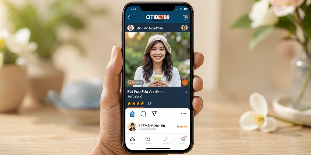 Tampilan antarmuka aplikasi CITIBET88 untuk edit foto aesthetic yang menarik.