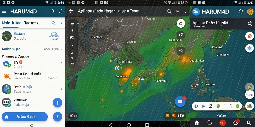 Tampilan utama HARUM4D menampilkan peta radar hujan yang interaktif.