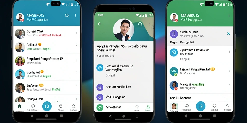 Tampilan antarmuka utama MASBRO12 untuk panggilan VoIP.