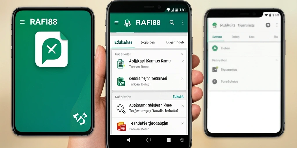 Tampilan antarmuka aplikasi Kamus Terjemahan RAFI88 yang user-friendly.