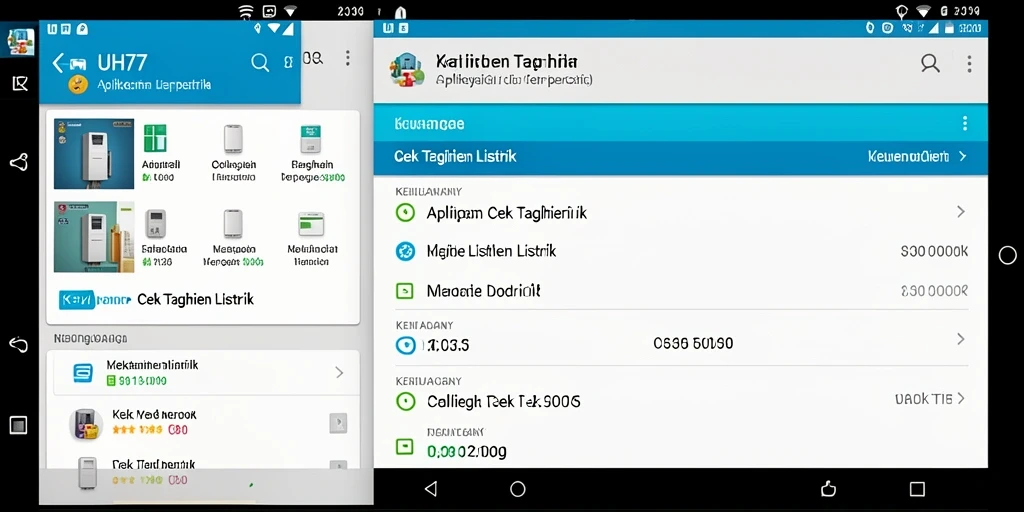 Screenshot antarmuka utama UH77 yang menampilkan fitur Cek Tagihan Listrik.