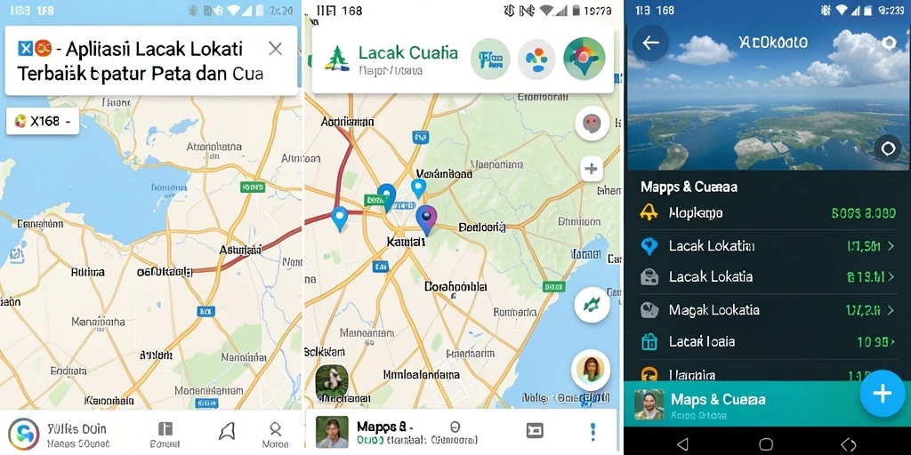 Tampilan antarmuka utama aplikasi X168 untuk lacak lokasi.